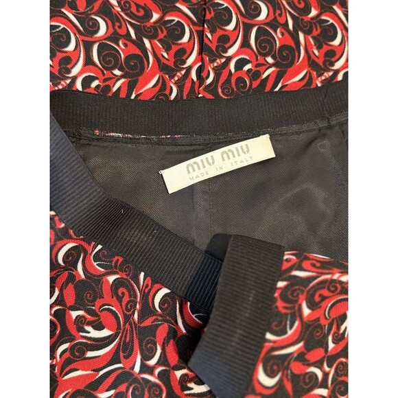 Miu Miu Womens Skirt Red FW 2000 Floral Straight Pencil Italian Pull On Small - Picture 4 of 10